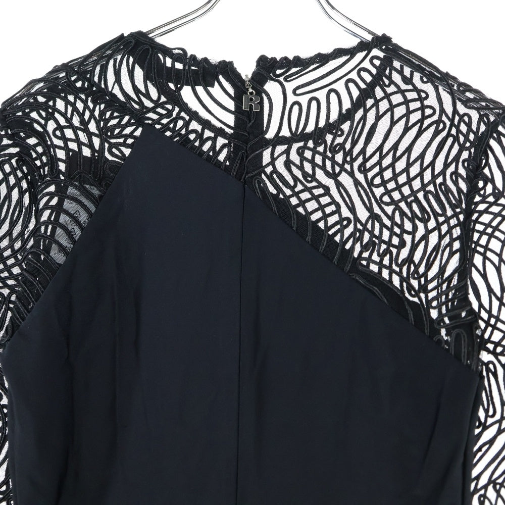 ROTATE(ロテート) シアースリーブ バックジップロングワンピース ブラック