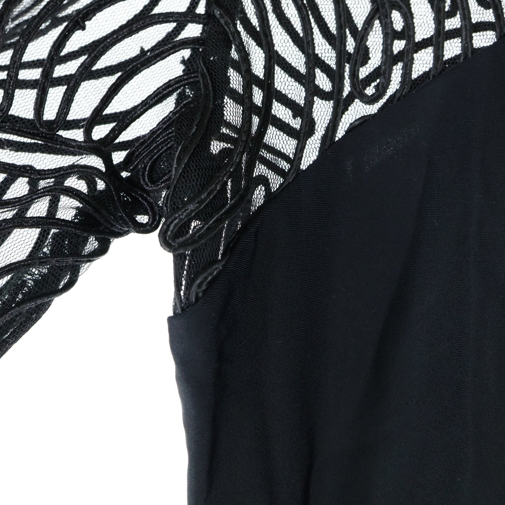 ROTATE(ロテート) シアースリーブ バックジップロングワンピース ブラック