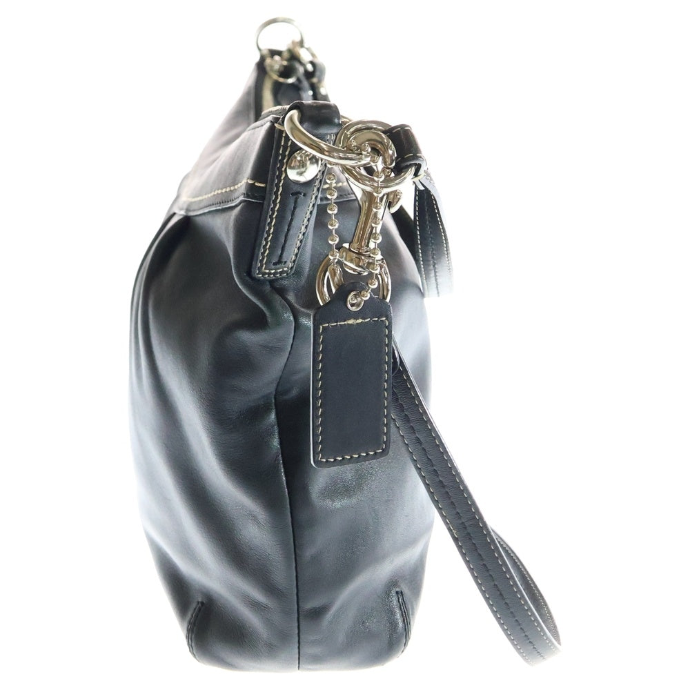 COACH(コーチ) エンボスロゴ レザー ショルダーバッグ シルバー金具 ブラック