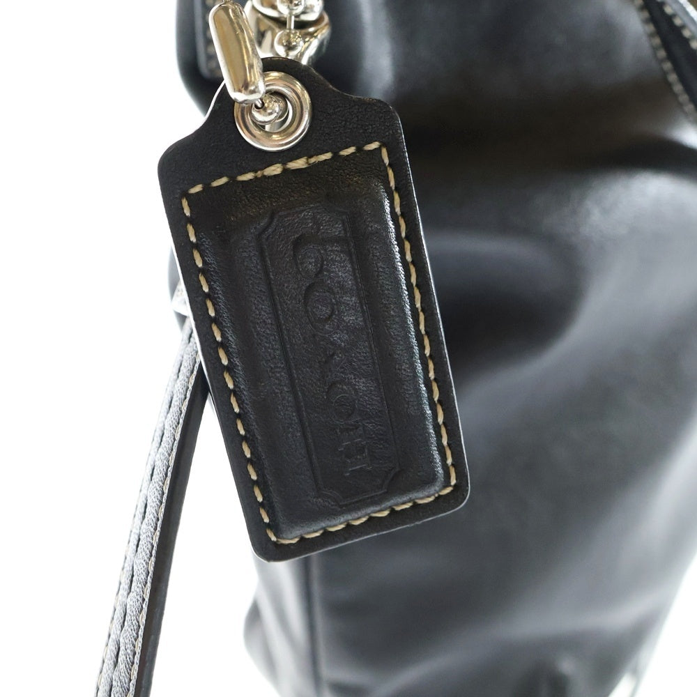COACH(コーチ) エンボスロゴ レザー ショルダーバッグ シルバー金具 ブラック