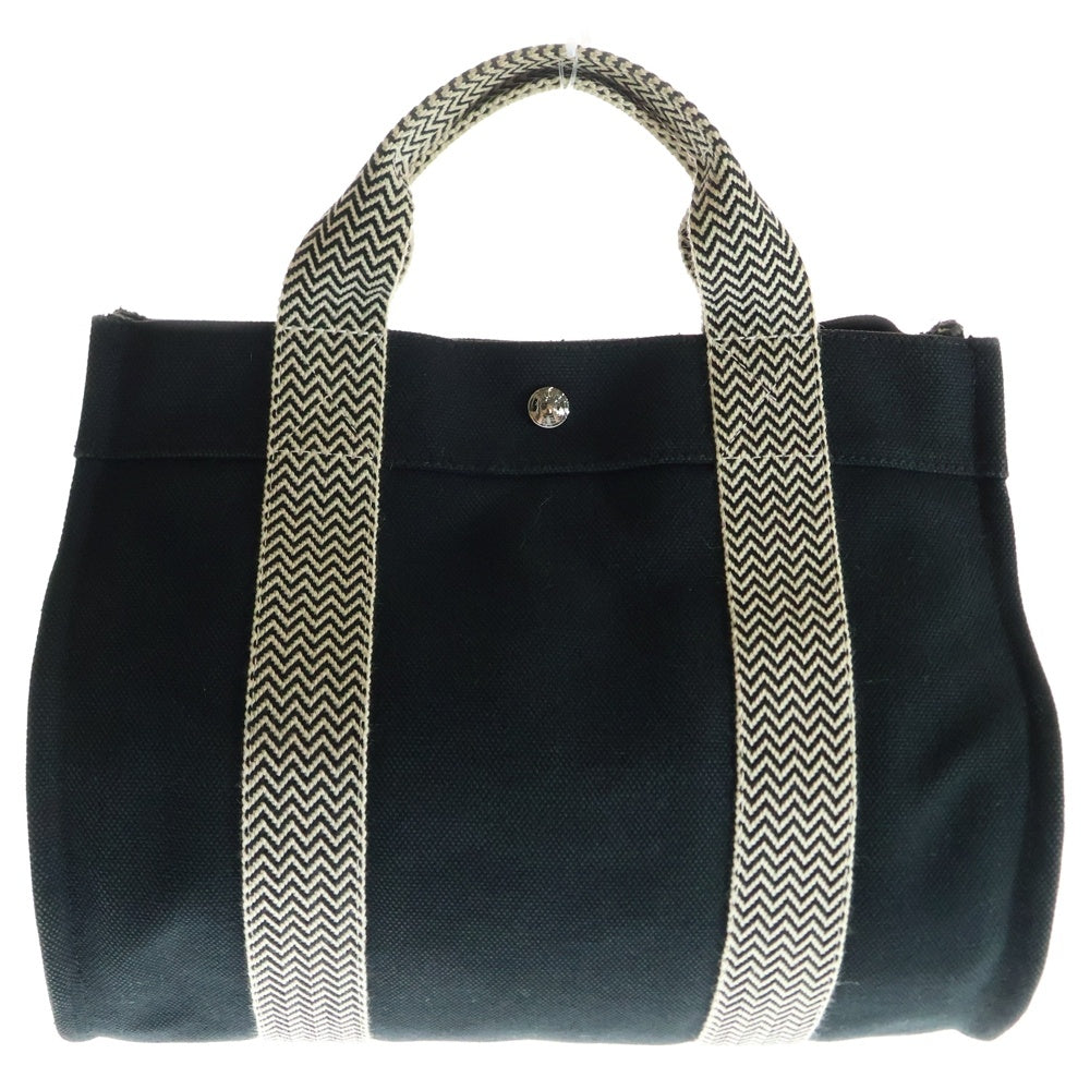 HERMES(エルメス) カンヌPM トワルGM トーとバッグ ハンドバッグ ブラック キャンバス シルバー金具