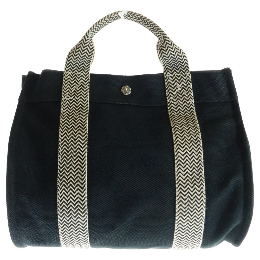 HERMES(エルメス) カンヌPM トワルGM トーとバッグ ハンドバッグ ブラック キャンバス シルバー金具