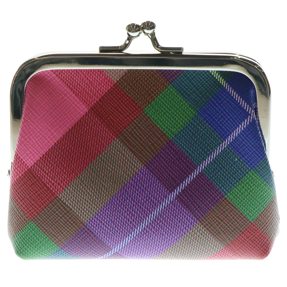 Vivienne Westwood(ヴィヴィアンウエストウッド) オーブ がま口コインケース 小物入れ ポーチ チェック シルバー金具 マルチカラー PVC