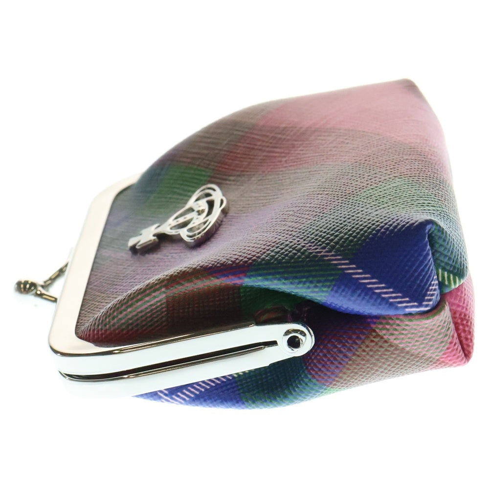 Vivienne Westwood(ヴィヴィアンウエストウッド) オーブ がま口コインケース 小物入れ ポーチ チェック シルバー金具 マルチカラー PVC