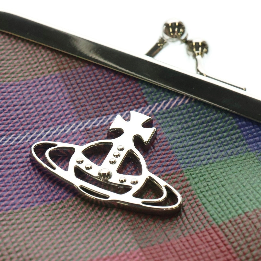 Vivienne Westwood(ヴィヴィアンウエストウッド) オーブ がま口コインケース 小物入れ ポーチ チェック シルバー金具 マルチカラー PVC