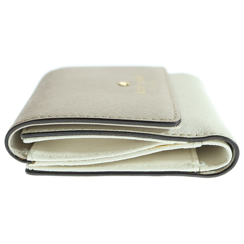 Kate Spade(ケイトスペード) スペードロゴプレート PVC コンパクトウォレット 三つ折り財布 ゴールド金具 ベージュ