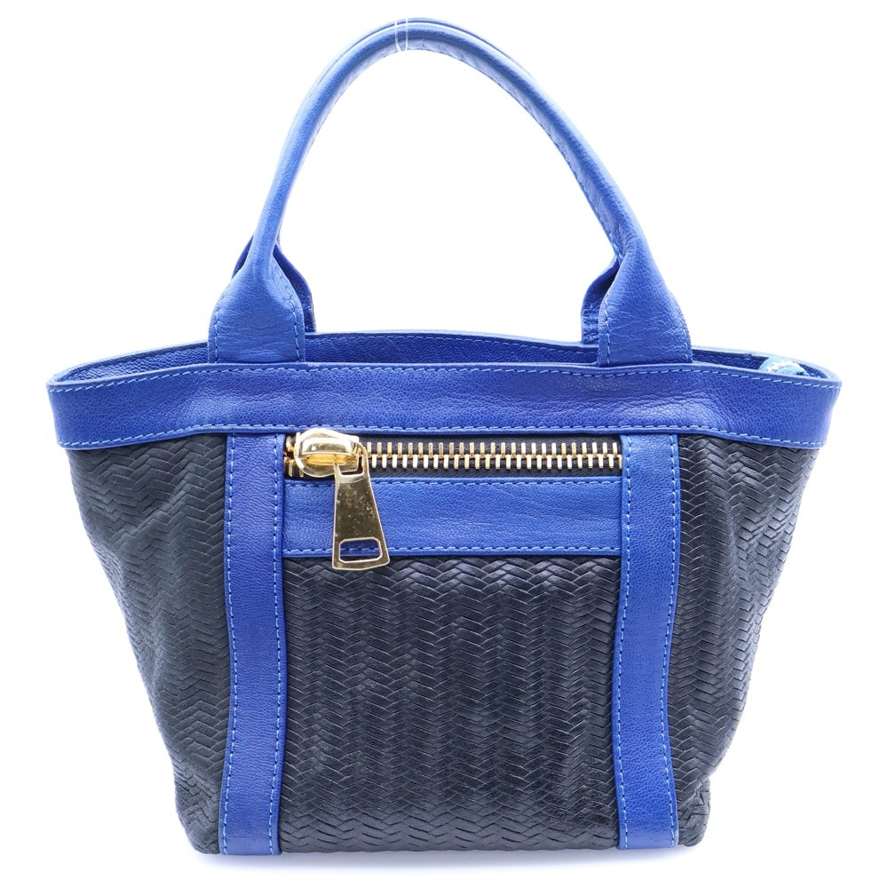 Via Repubblica(ヴィア リパブリカ) イントレチャート コンビレザー ハンド トートバッグ ゴールド金具 ブラック/ブルー