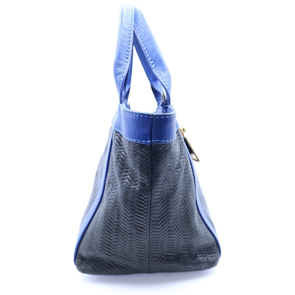 Via Repubblica(ヴィア リパブリカ) イントレチャート コンビレザー ハンド トートバッグ ゴールド金具 ブラック/ブルー