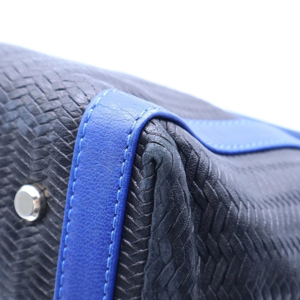 Via Repubblica(ヴィア リパブリカ) イントレチャート コンビレザー ハンド トートバッグ ゴールド金具 ブラック/ブルー