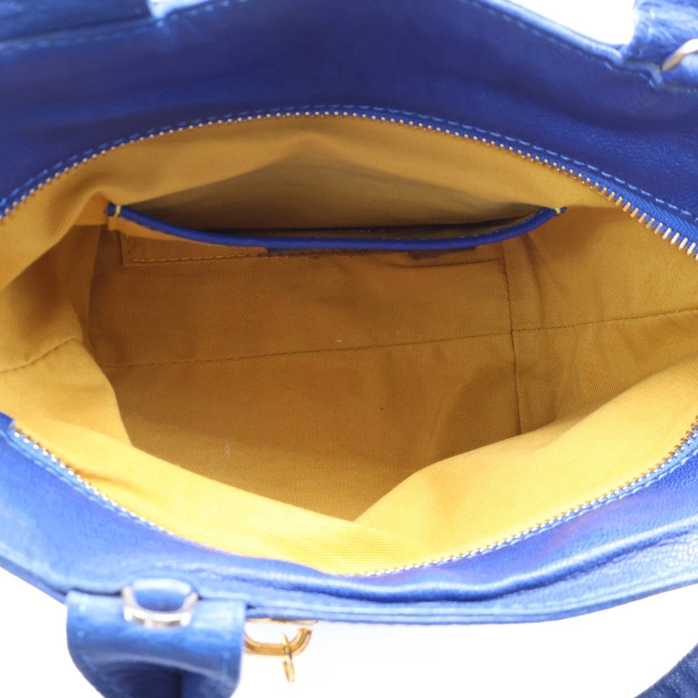 Via Repubblica(ヴィア リパブリカ) イントレチャート コンビレザー ハンド トートバッグ ゴールド金具 ブラック/ブルー