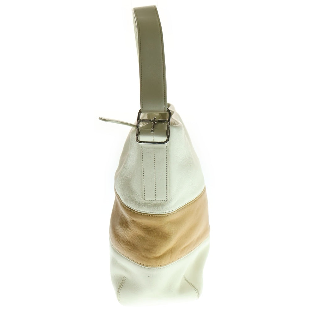 COACH(コーチ) バイカラー レザー ワンショルダーバッグ シルバー金具 ベージュ/ブラウン