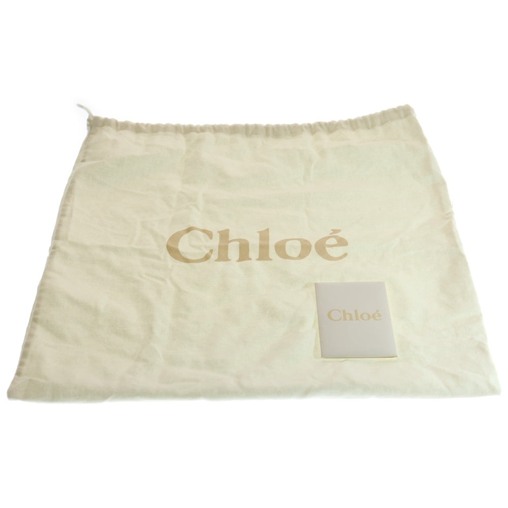 Chloe(クロエ) ウッディ フリンジ ショルダーバッグ ハンドバッグ トートバッグ アイボリー×ブラウン キャンバス×レザー ゴールド金具