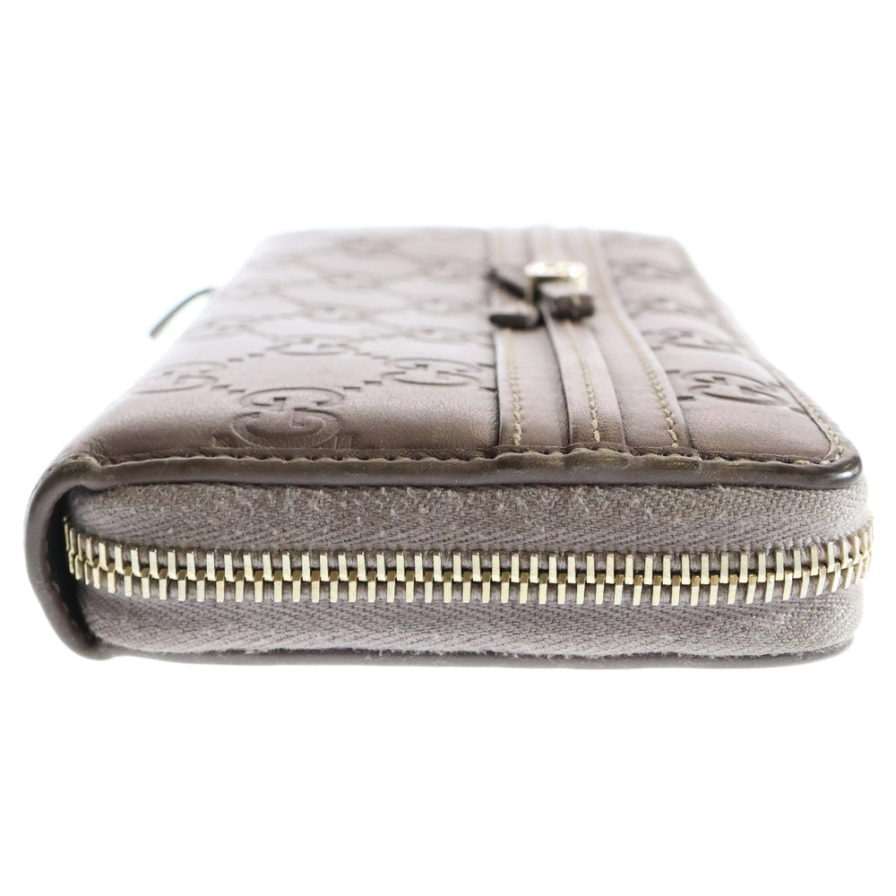 GUCCI(グッチ) グッチシマ ラウンドジップ長財布 ロングウォレット カードケース ライトパープル ゴールド金具 レザー 257007