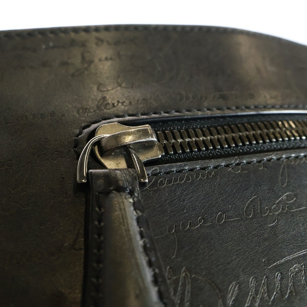 Berluti(ベルルッティ) カリグラフィ オーグランジュール クラッチバッグ セカンドバッグ ポーチ ケース ネイビーブラック レザー シルバー金具