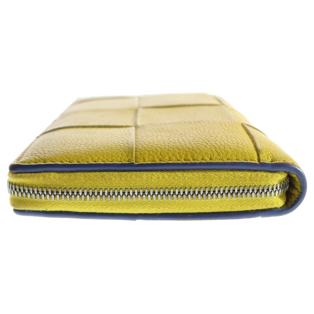BOTTEGA VENETA(ボッテガヴェネタ) マキシ イントレチャート ラウンドジップ長財布 ロングウォレット イエロー シルバー金具 レザー