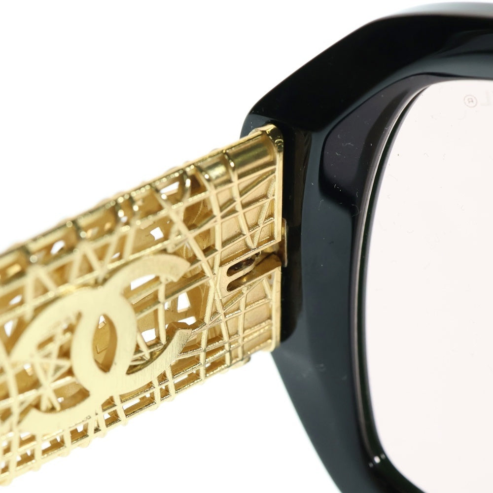 CHANEL(シャネル) バタフライ シェイプ アイウェア サングラス ブラック×ゴールド アセテート 53□20 5531-A