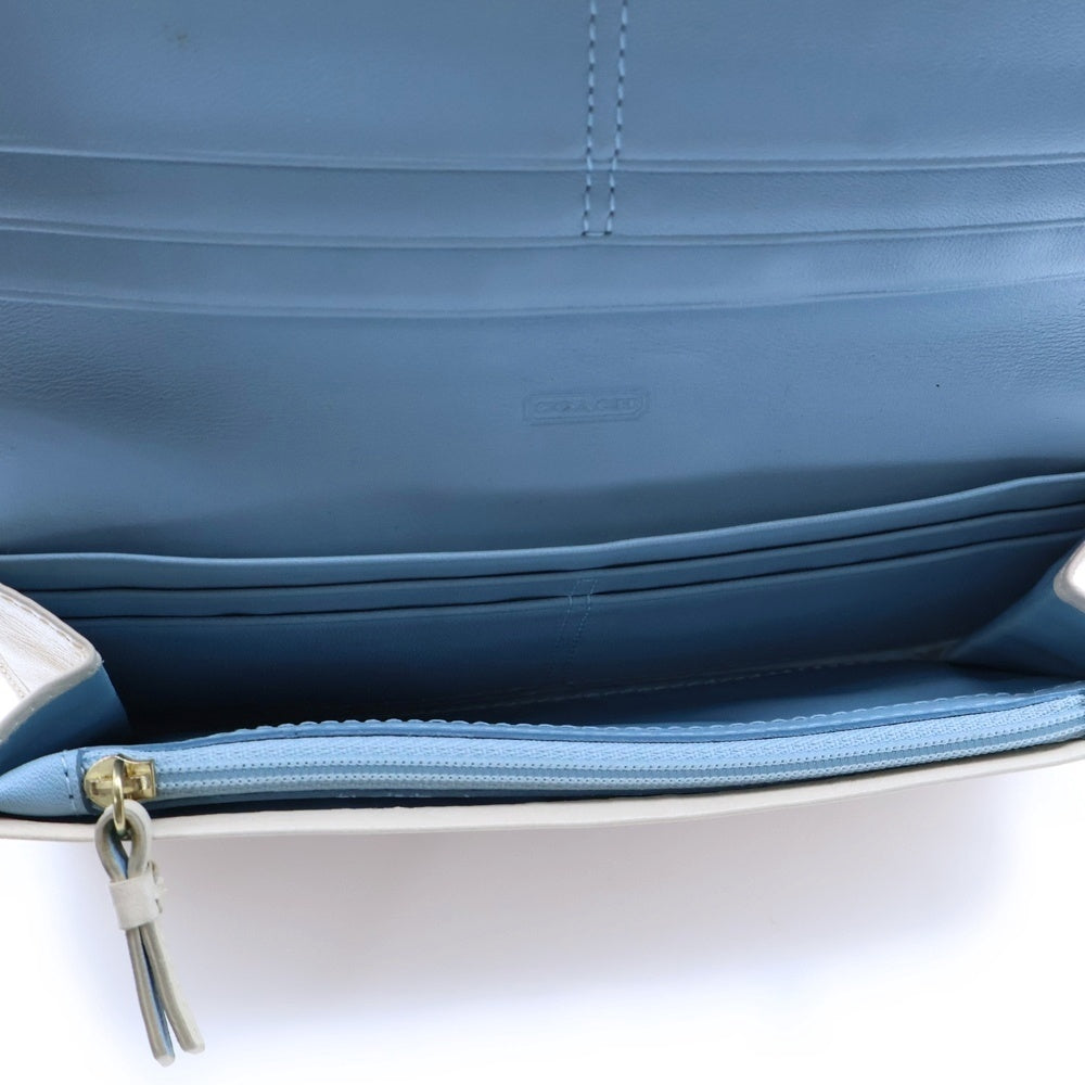 COACH(コーチ) シグネチャー キャンバス レザー ロングウォレット 二つ折り長財布 ベージュ