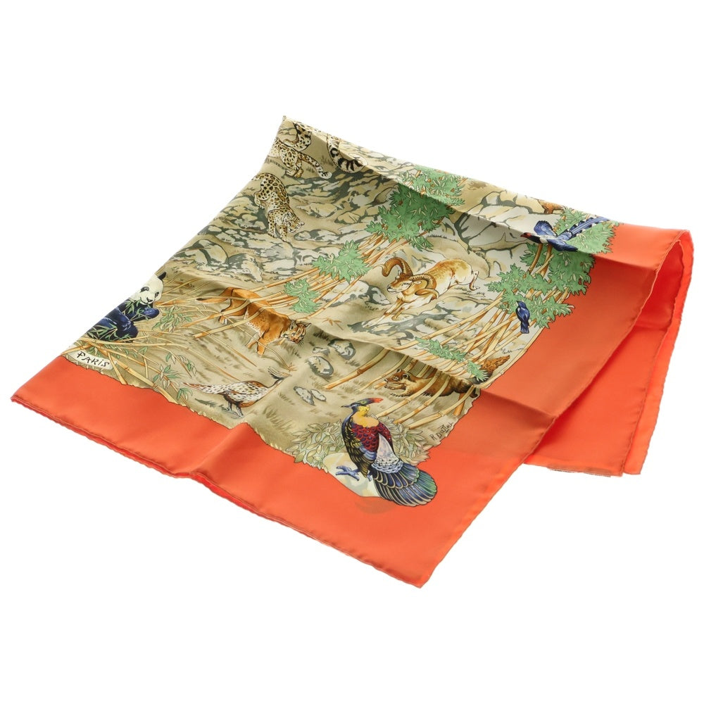HERMES(エルメス) カレ90 四川省 スカーフ オレンジ×ベージュ シルク