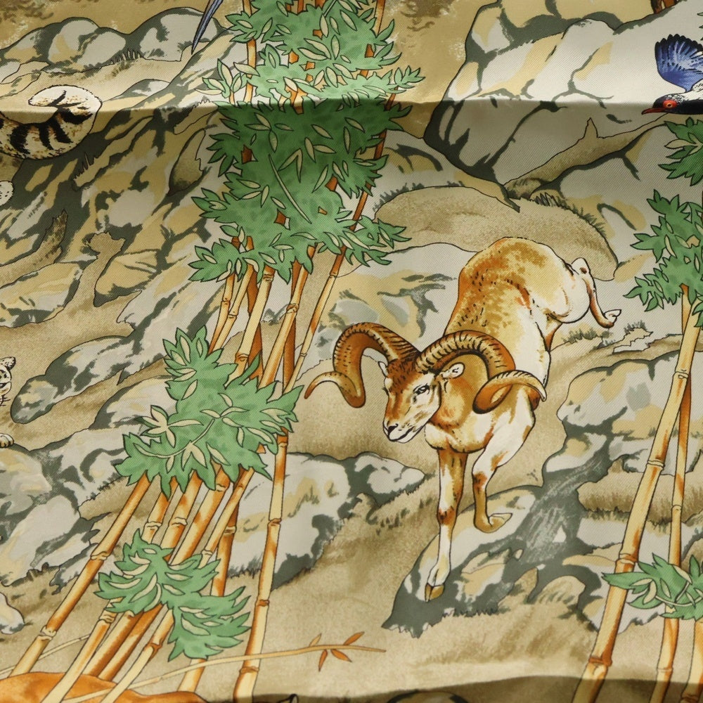 HERMES(エルメス) カレ90 四川省 スカーフ オレンジ×ベージュ シルク