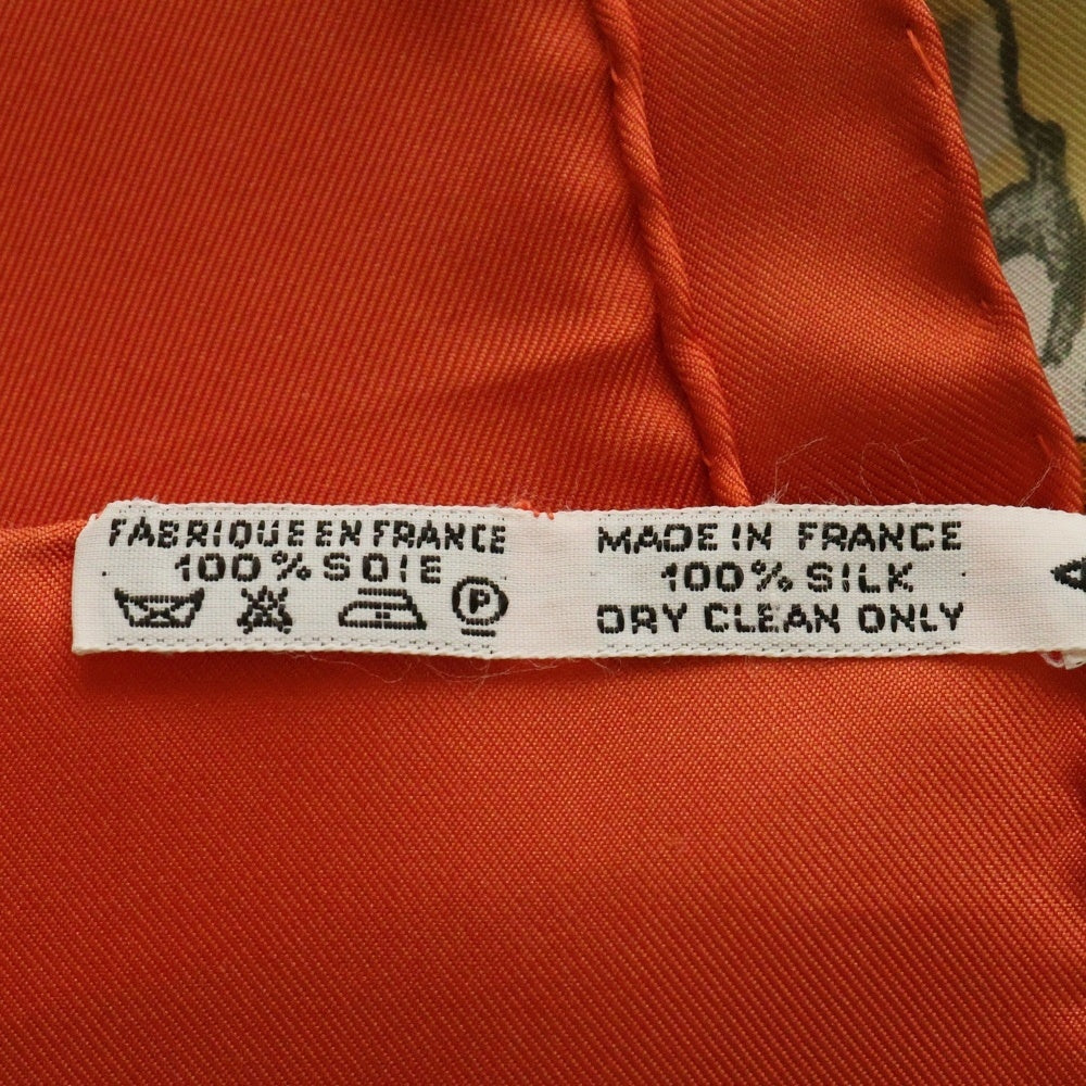 HERMES(エルメス) カレ90 四川省 スカーフ オレンジ×ベージュ シルク