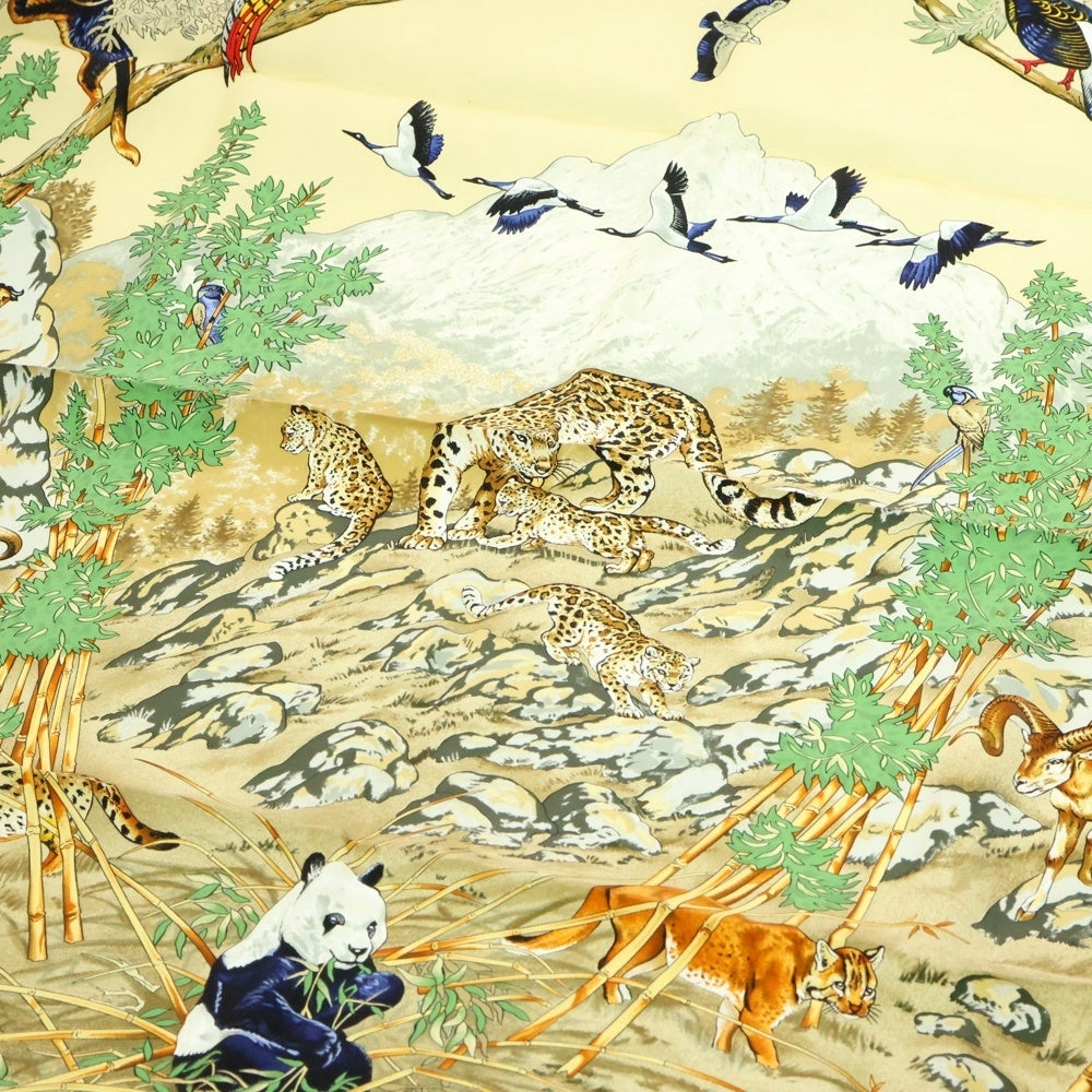 HERMES(エルメス) カレ90 四川省 スカーフ オレンジ×ベージュ シルク
