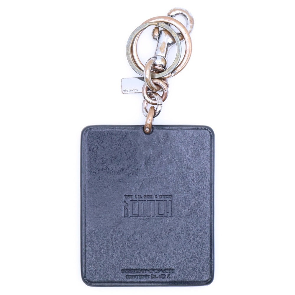 COACH(コーチ) ×LIL NAS X リル ナズ エックス レザー バニー バッグ チャーム キーホルダー キーリング シルバー金具 ブラック/ブルー