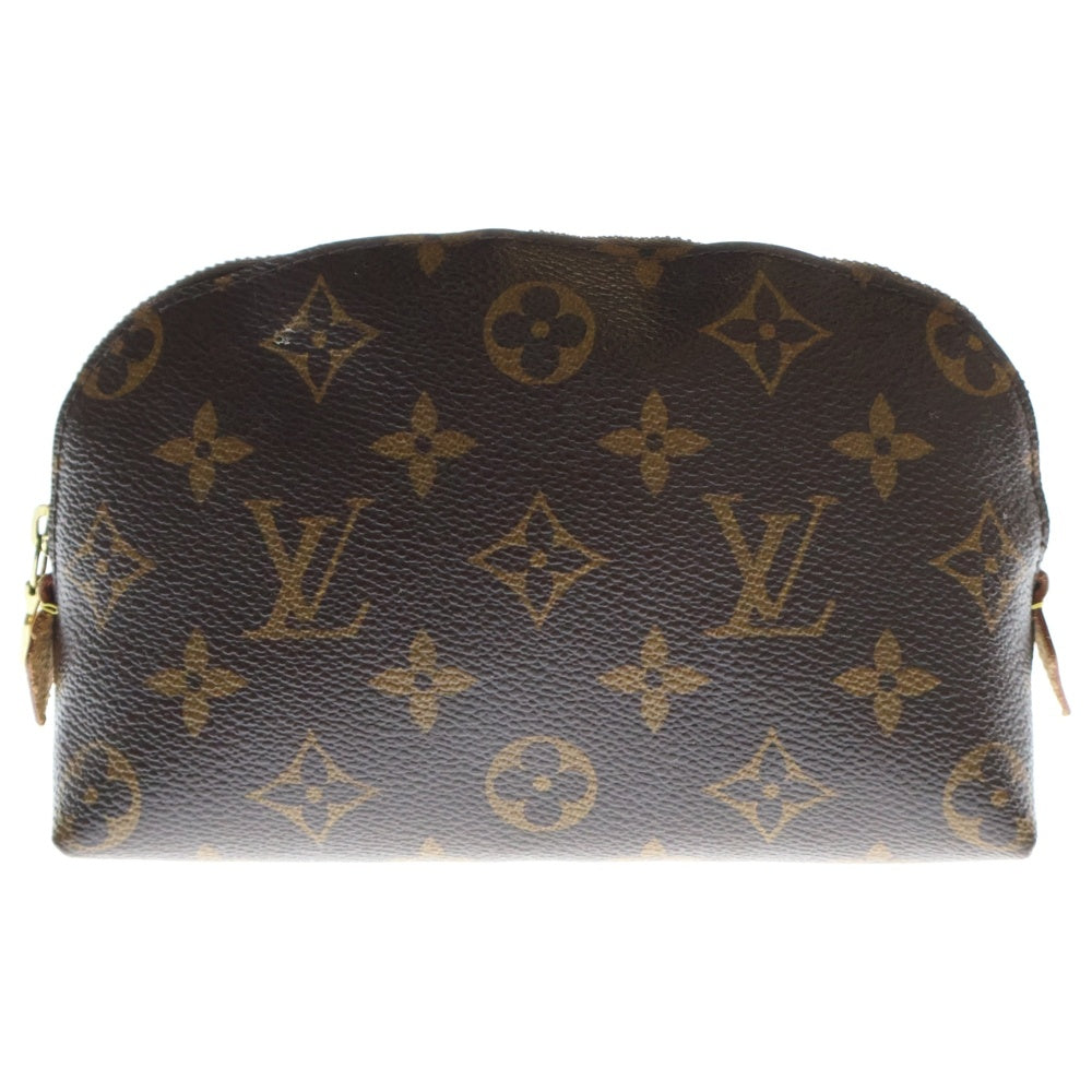 LOUIS VUITTON(ルイヴィトン) モノグラム ポシェットコスメティック メイクポーチ ケース 収納 ブラウン ゴールド金具 レザー×PVC M47515