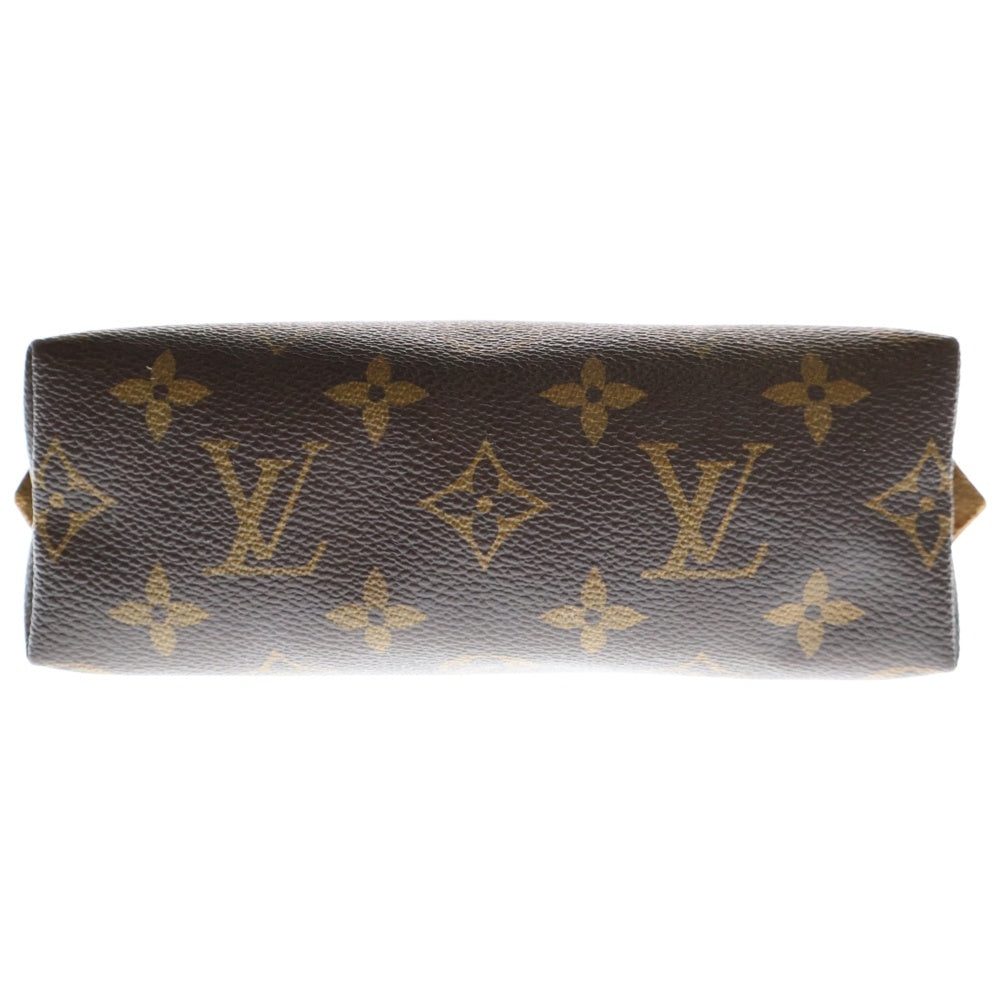 LOUIS VUITTON(ルイヴィトン) モノグラム ポシェットコスメティック メイクポーチ ケース 収納 ブラウン ゴールド金具 レザー×PVC M47515