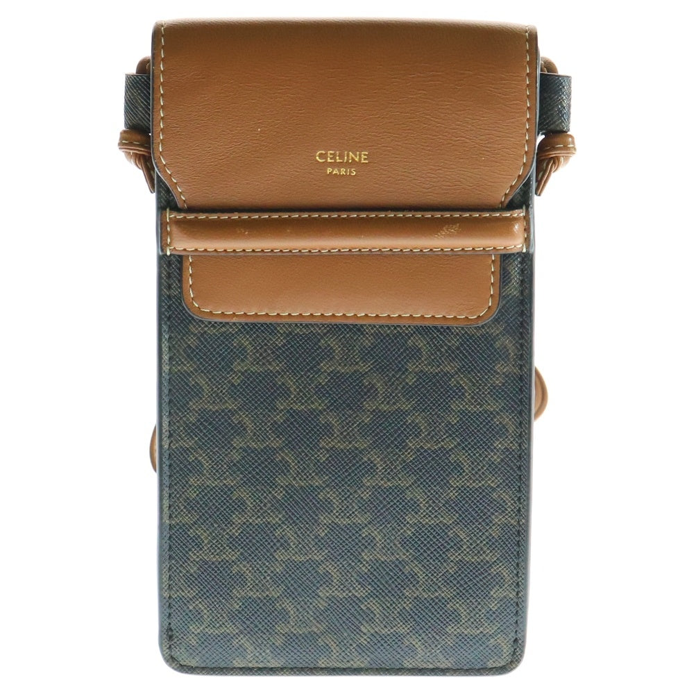 CELINE(セリーヌ) トリオンフ フォンポーチ ブラウン レザー ショルダーバッグ
