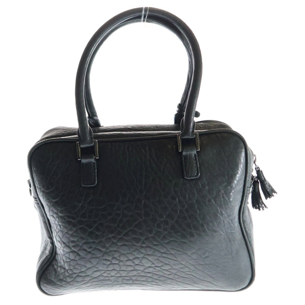 Anya Hindmarch(アニヤハインドマーチ) ロゴプレート レザー 2WAY ハンド ショルダーバッグ ガンメタ金具 ブラック