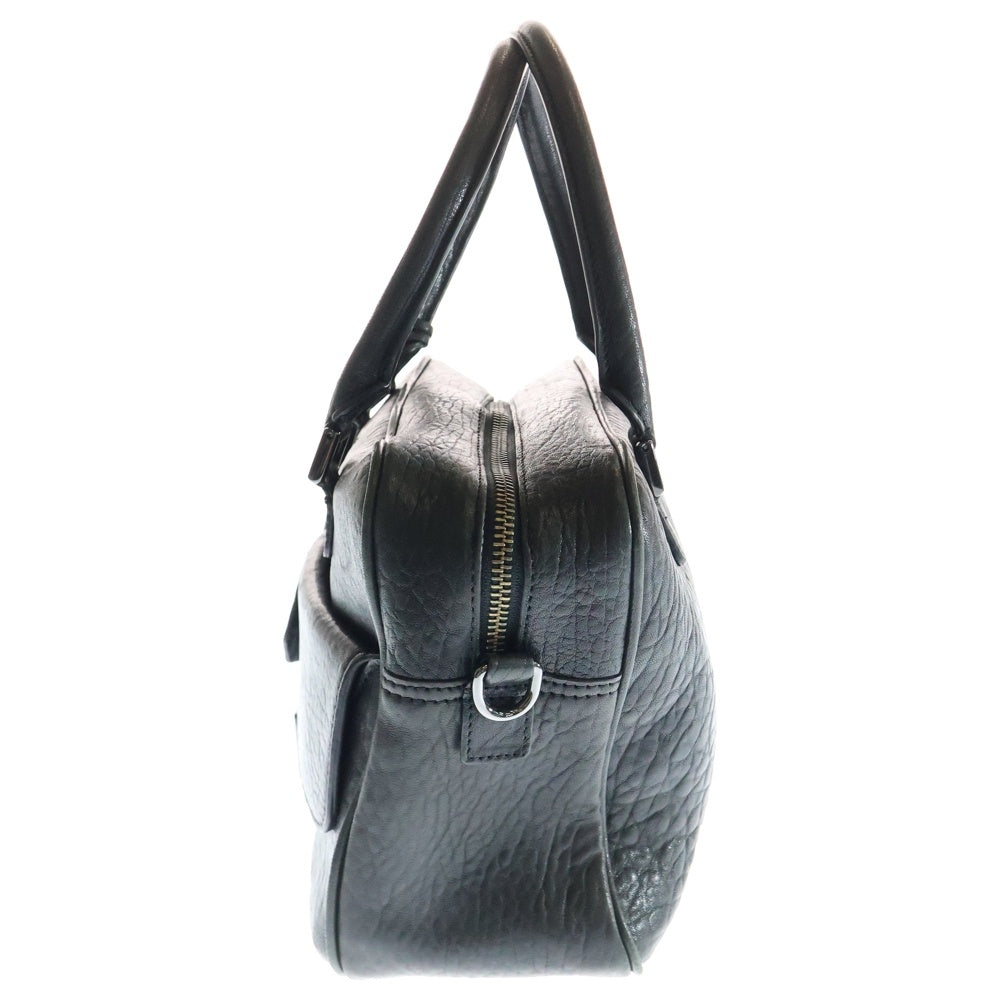 Anya Hindmarch(アニヤハインドマーチ) ロゴプレート レザー 2WAY ハンド ショルダーバッグ ガンメタ金具 ブラック