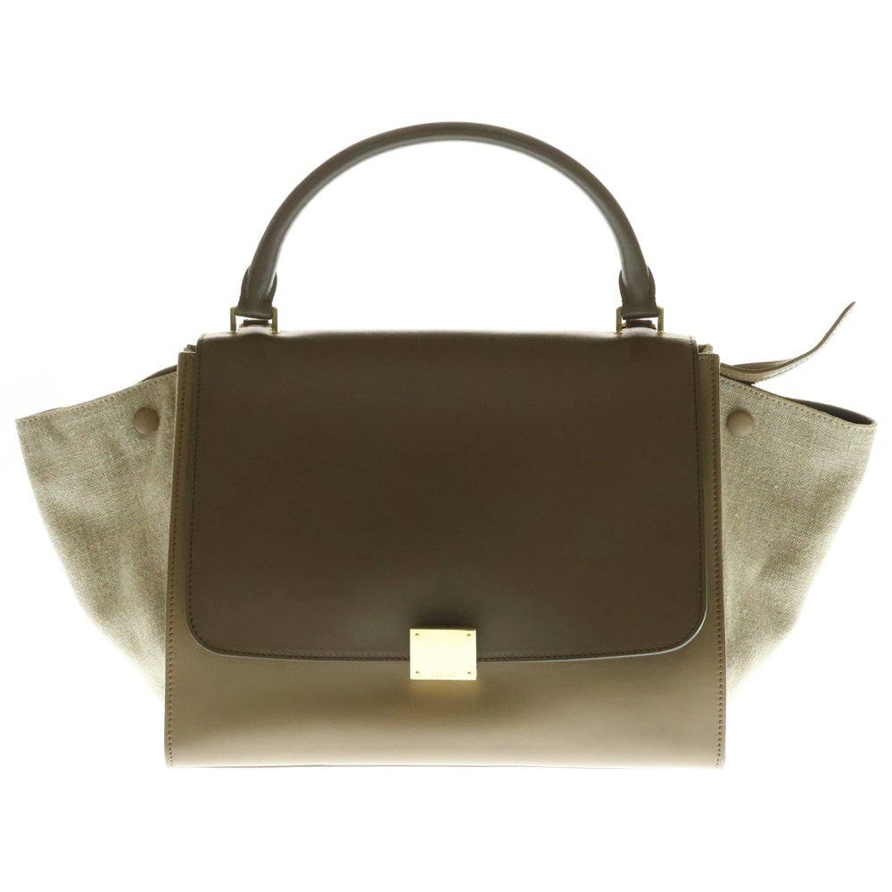 CELINE(セリーヌ) トラペーズ ミディアム ベージュ キャンバス×レザー 2WAY ハンドバッグ ショルダーバッグ