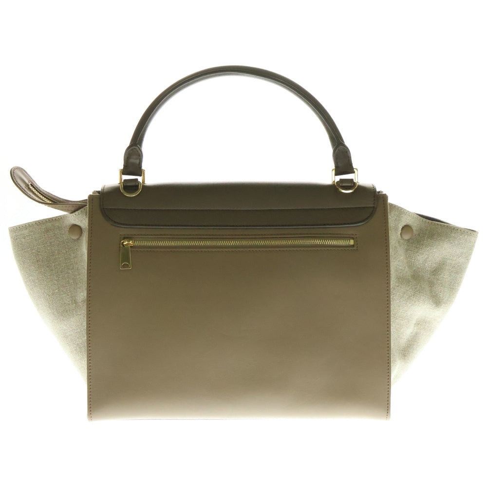 CELINE(セリーヌ) トラペーズ ミディアム ベージュ キャンバス×レザー 2WAY ハンドバッグ ショルダーバッグ