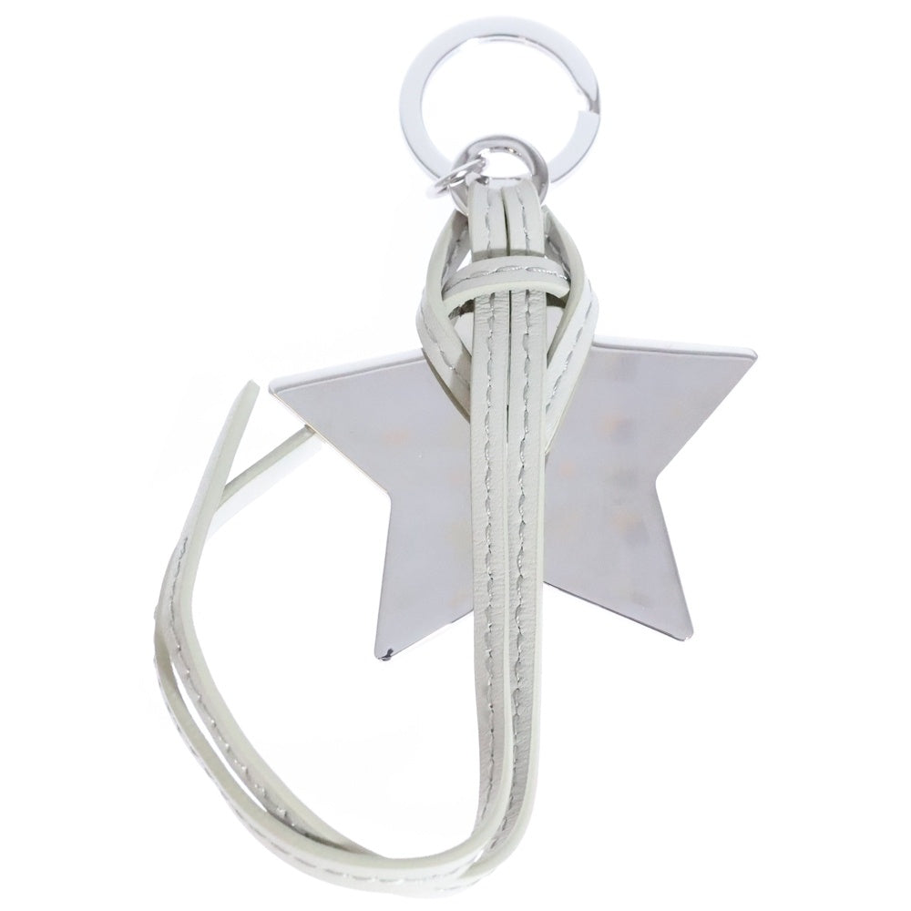 DIOR(ディオール) ワールドマップ スター レザー ノベルティ バッグチャーム キーホルダー シルバー/グレー