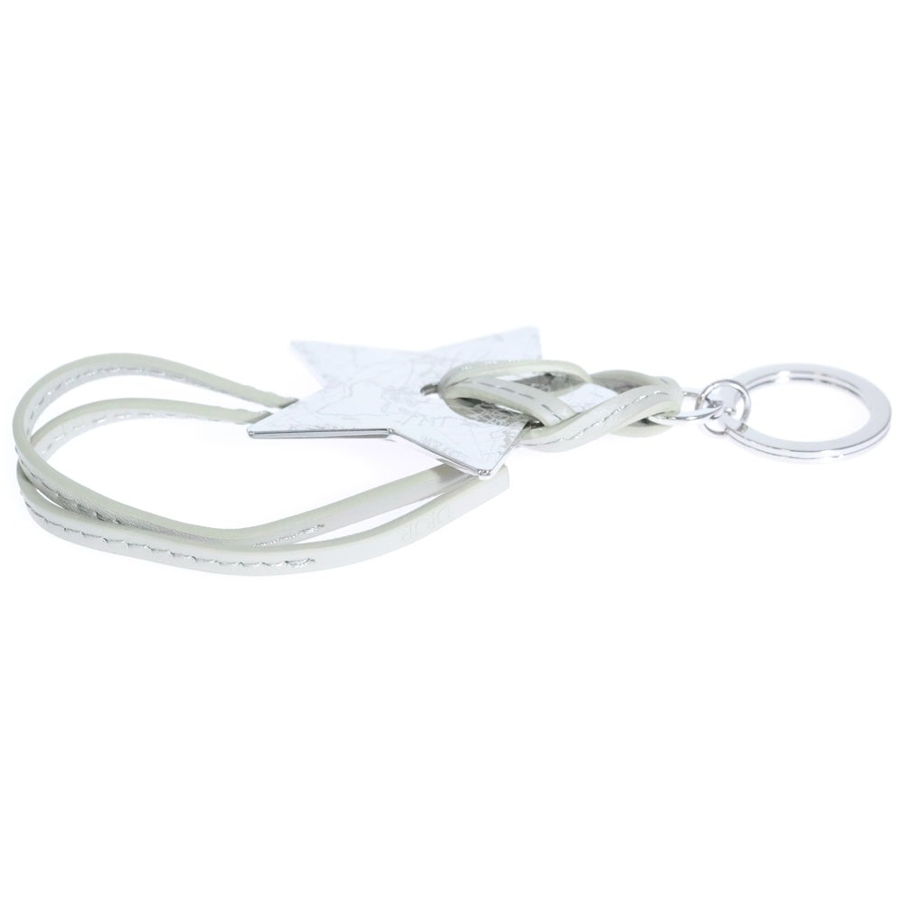 DIOR(ディオール) ワールドマップ スター レザー ノベルティ バッグチャーム キーホルダー シルバー/グレー