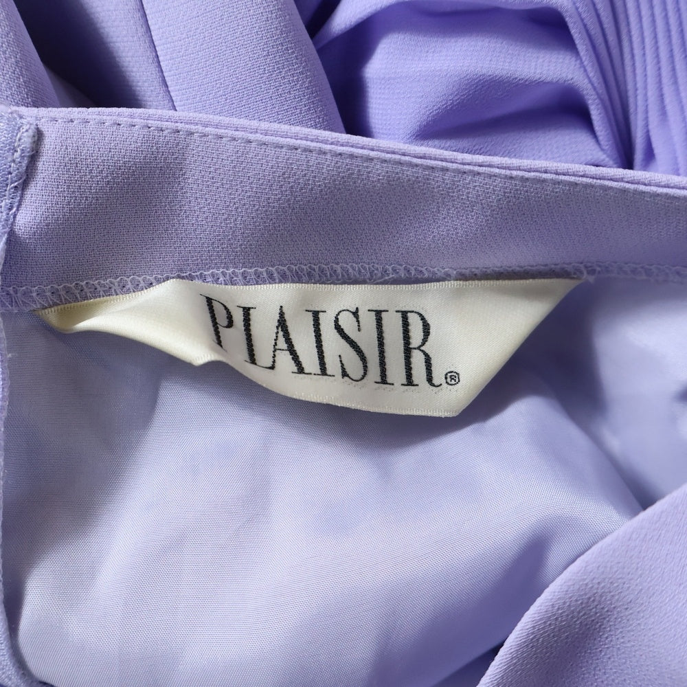 PLAISIR(プレジィール) バラ装飾半袖プリーツワンピース パーティドレス パープル レディース