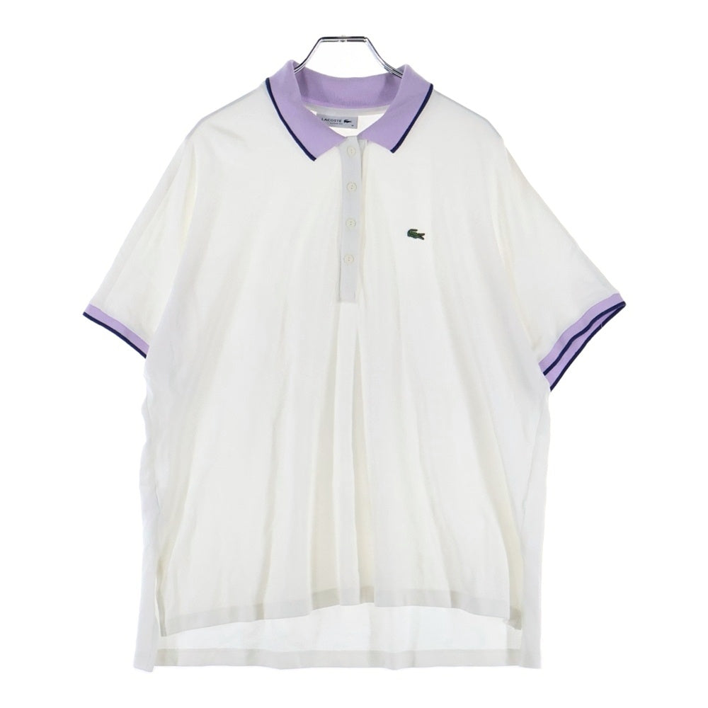 LACOSTE(ラコステ) ロゴワッペン付 バイカラー半袖ポロシャツ ホワイト/パープル