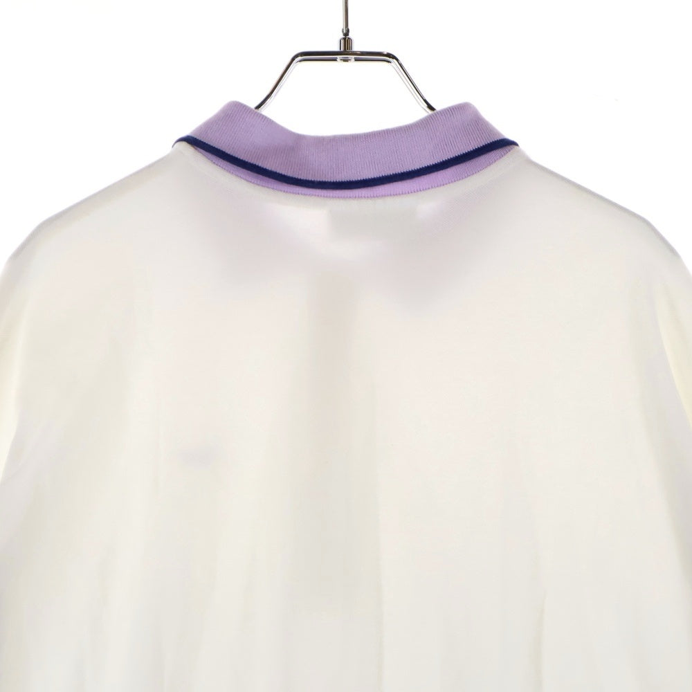 LACOSTE(ラコステ) ロゴワッペン付 バイカラー半袖ポロシャツ ホワイト/パープル