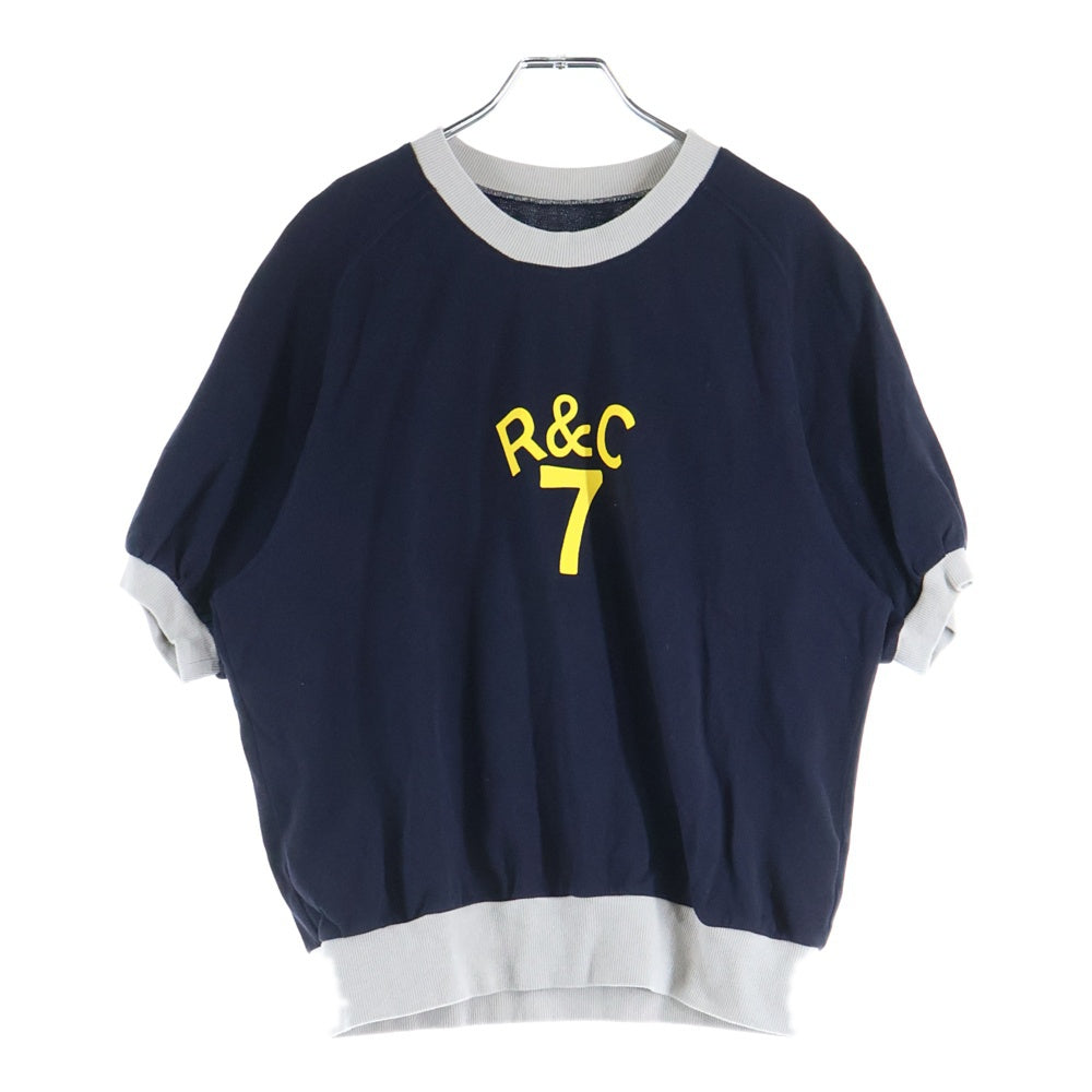 Robes & Confections(ローブスコンフェクションズ) ロゴプリントクルーネック半袖スウェット トレーナー ネイビー/グレー