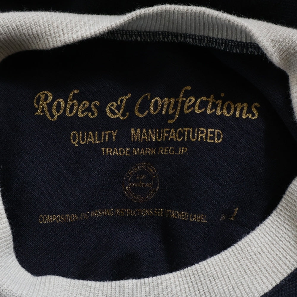 Robes & Confections(ローブスコンフェクションズ) ロゴプリントクルーネック半袖スウェット トレーナー ネイビー/グレー