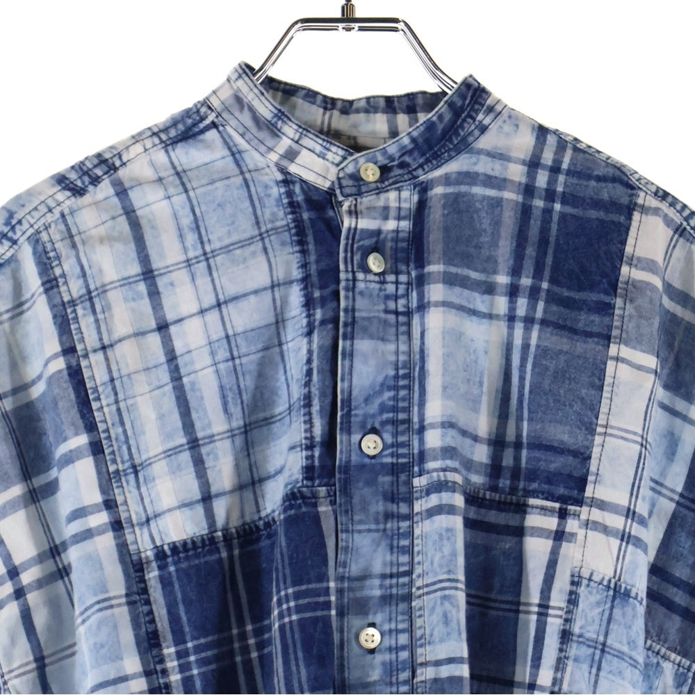 POLO RALPH LAUREN(ポロラルフローレン) ベルト付ノーカラータータンチェック半袖ワンピース ブルー レディース