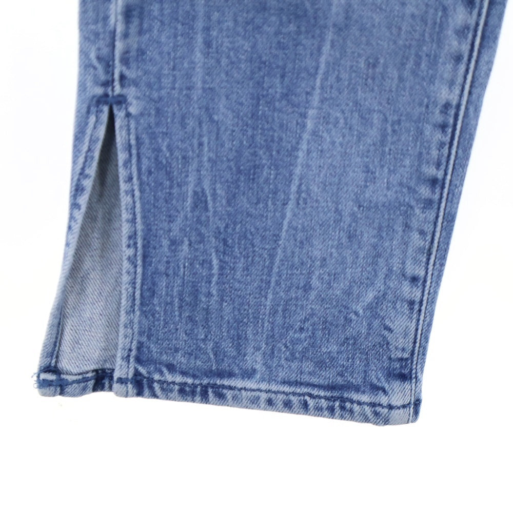DENHAM(デンハム) ダメージ加工 スリット入りロゴ刺繍スキニーデニムパンツ ブルー
