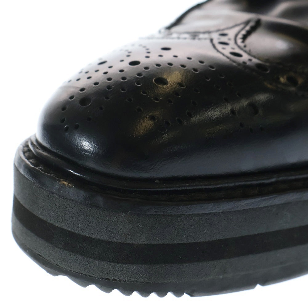 PRADA(プラダ) メダリオン ウィングチップ レザー レースアップ 厚底 ローカット ドレス ビジネスシューズ ブラック 2EG015