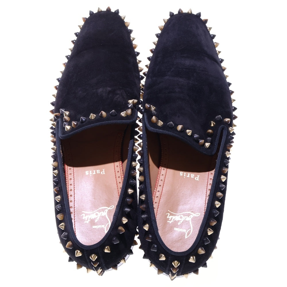 CHRISTIAN LOUBOUTIN(クリスチャンルブタン) スタッズ付スエードローファー レザーシューズ ブラック