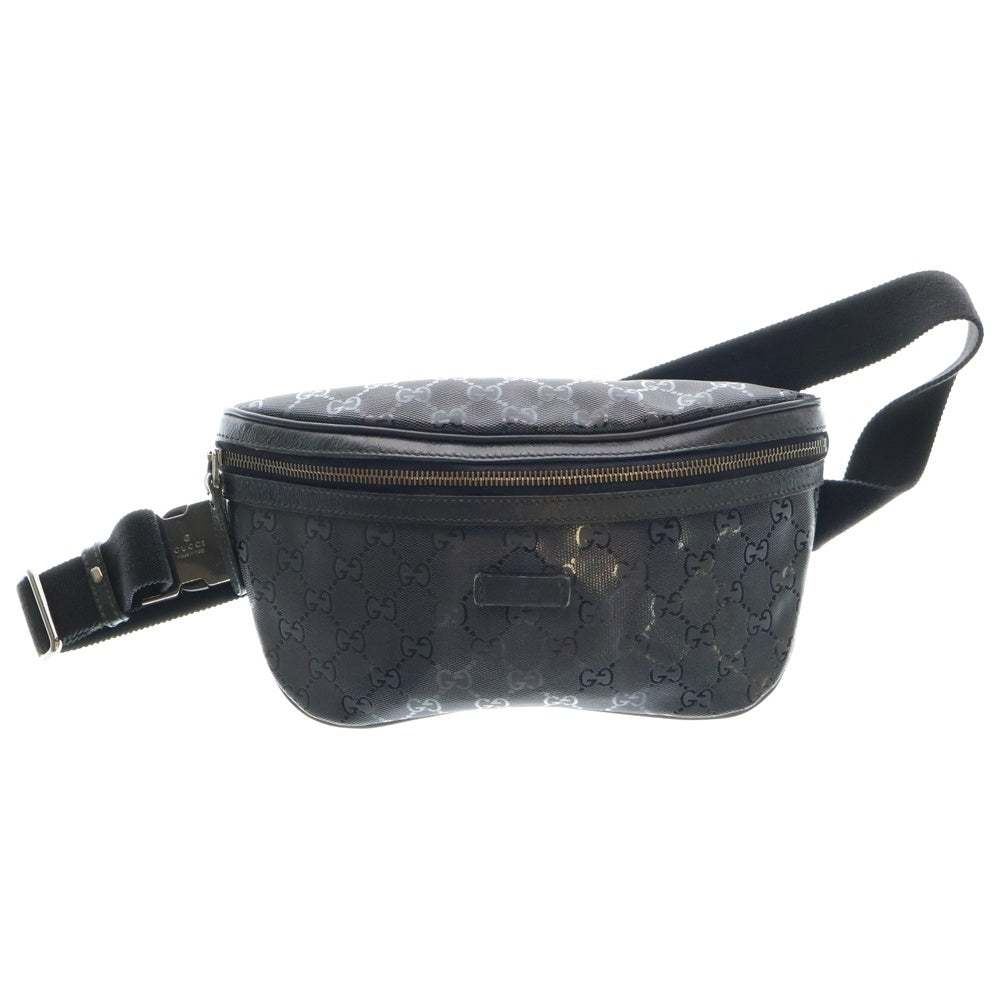 GUCCI(グッチ) GGスプリーム ボディバッグ ウエストバッグ ショルダーバッグ ブラック シルバー金具 PVC×レザー 233269