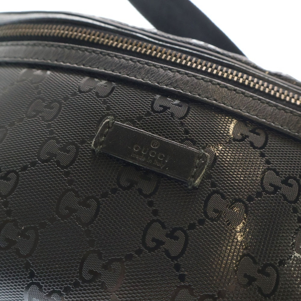 GUCCI(グッチ) GGスプリーム ボディバッグ ウエストバッグ ショルダーバッグ ブラック シルバー金具 PVC×レザー 233269