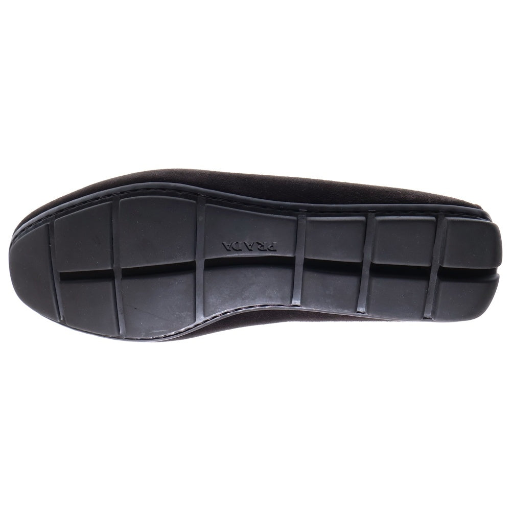 PRADA(プラダ) ロゴ スエードローファー レザーシューズ ブラウン