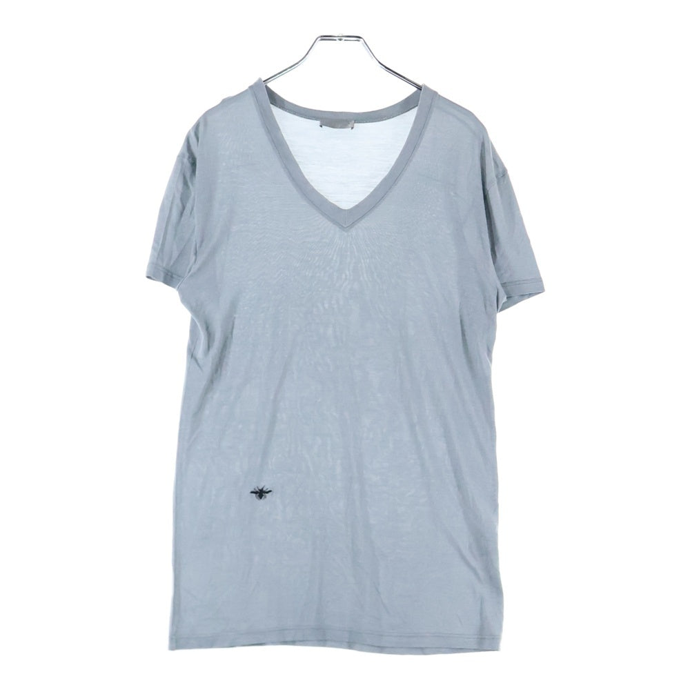 DIOR(ディオール) Bee ビー刺繍 シルク Vネック 半袖 Tシャツ カットソー グレー 263J631B0324