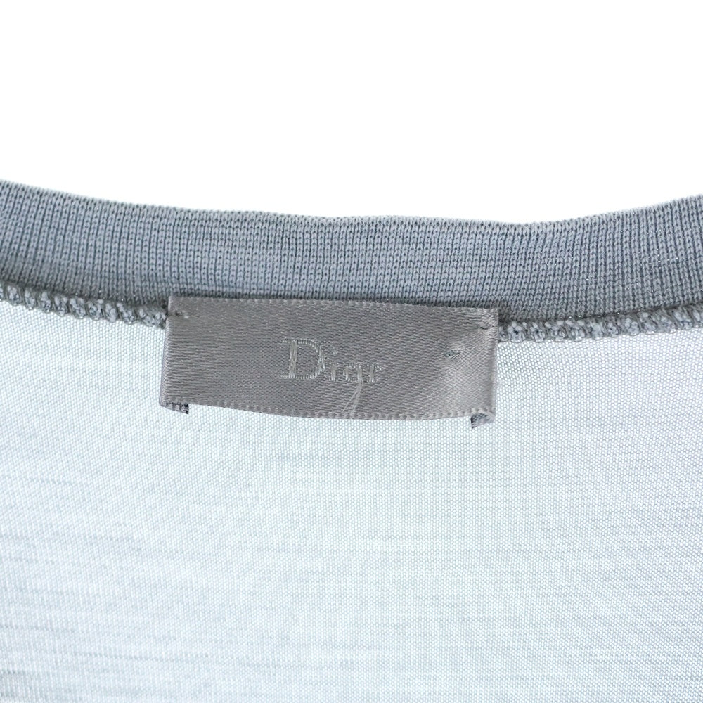 DIOR(ディオール) Bee ビー刺繍 シルク Vネック 半袖 Tシャツ カットソー グレー 263J631B0324