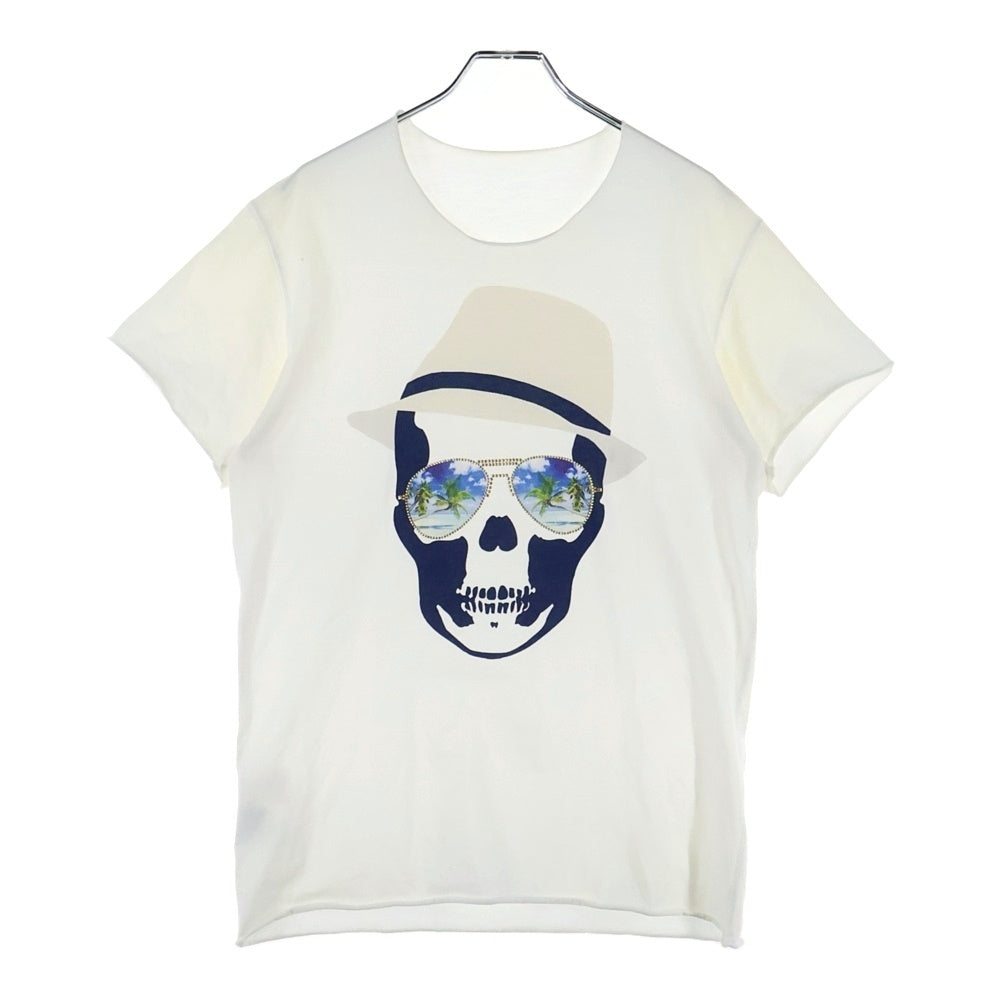 lucien pellat-finet(ルシアンペラフィネ) スタッズ付スカルプリント半袖Tシャツ カットソー ホワイト